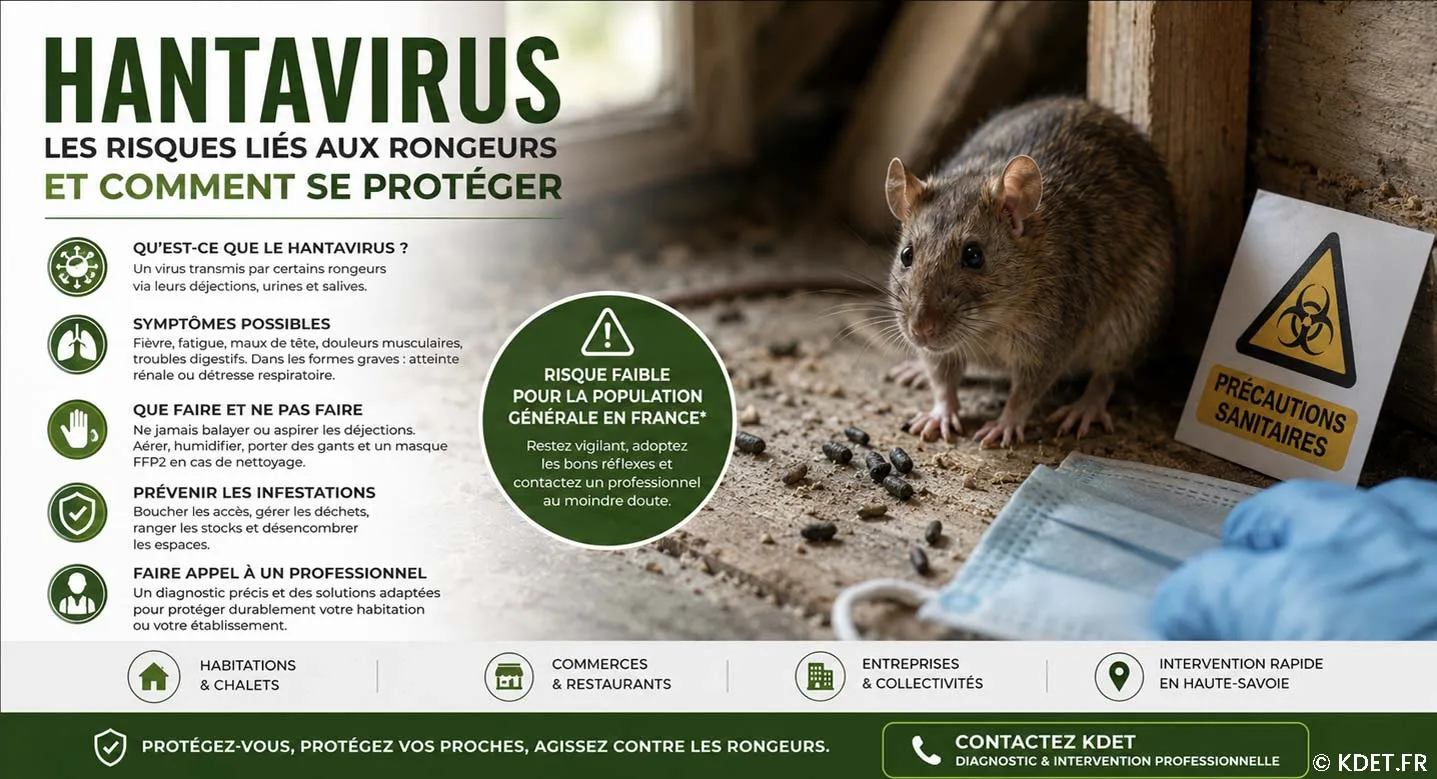 Rat dans un grenier avec déjections illustrant les risques sanitaires liés au hantavirus